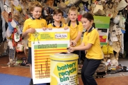 Kids recycling batteries